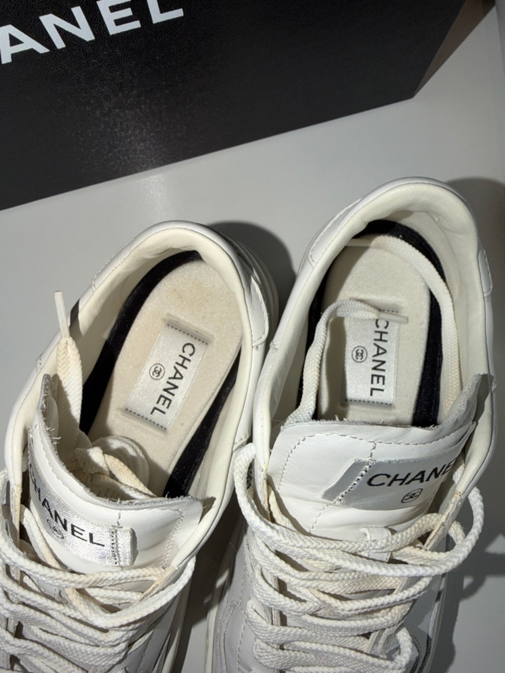 Chanel White Leather Sneakers - Picture 6 of 7